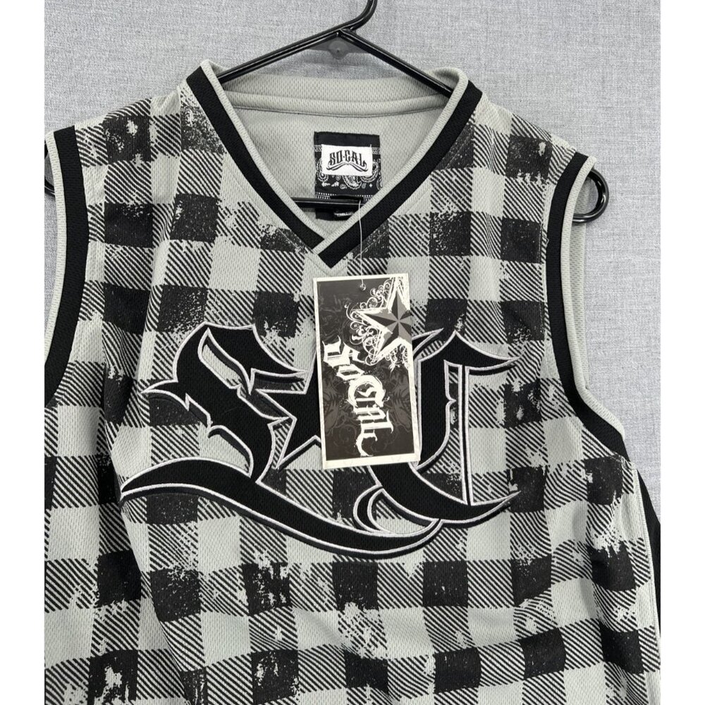 Vtg Socal Flannellike Jersey Mens XL Check Splatter Y2K NWT Moto Grunge Rare
